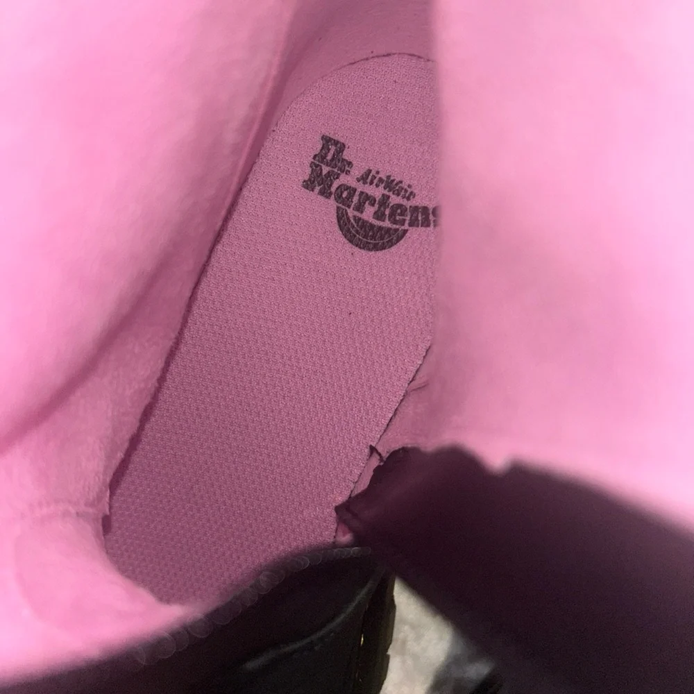 Dr. Martens Black Boots with Pink Heart Accents